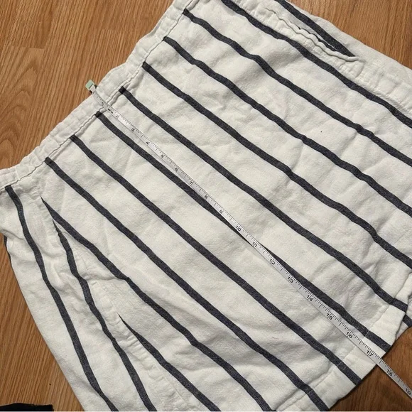 Abercrombie XL Linen Cotton Short Mini Wrap Skirt White Navy Vertical Stripes - Picture 8 of 8